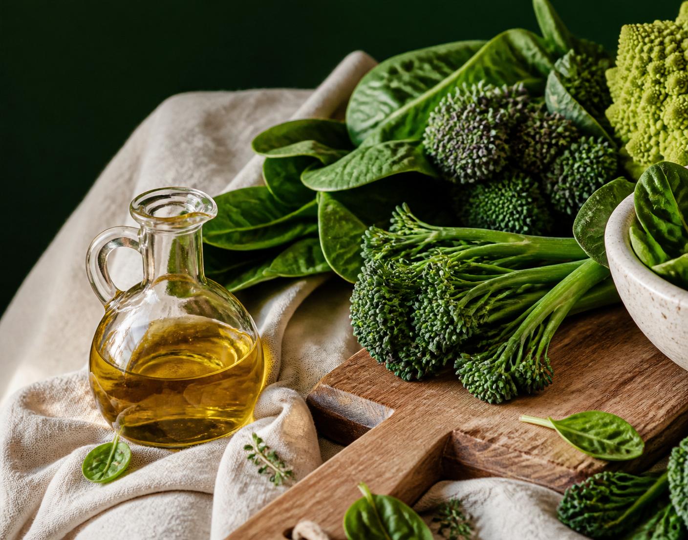 Seasonal vegetables and olive oil